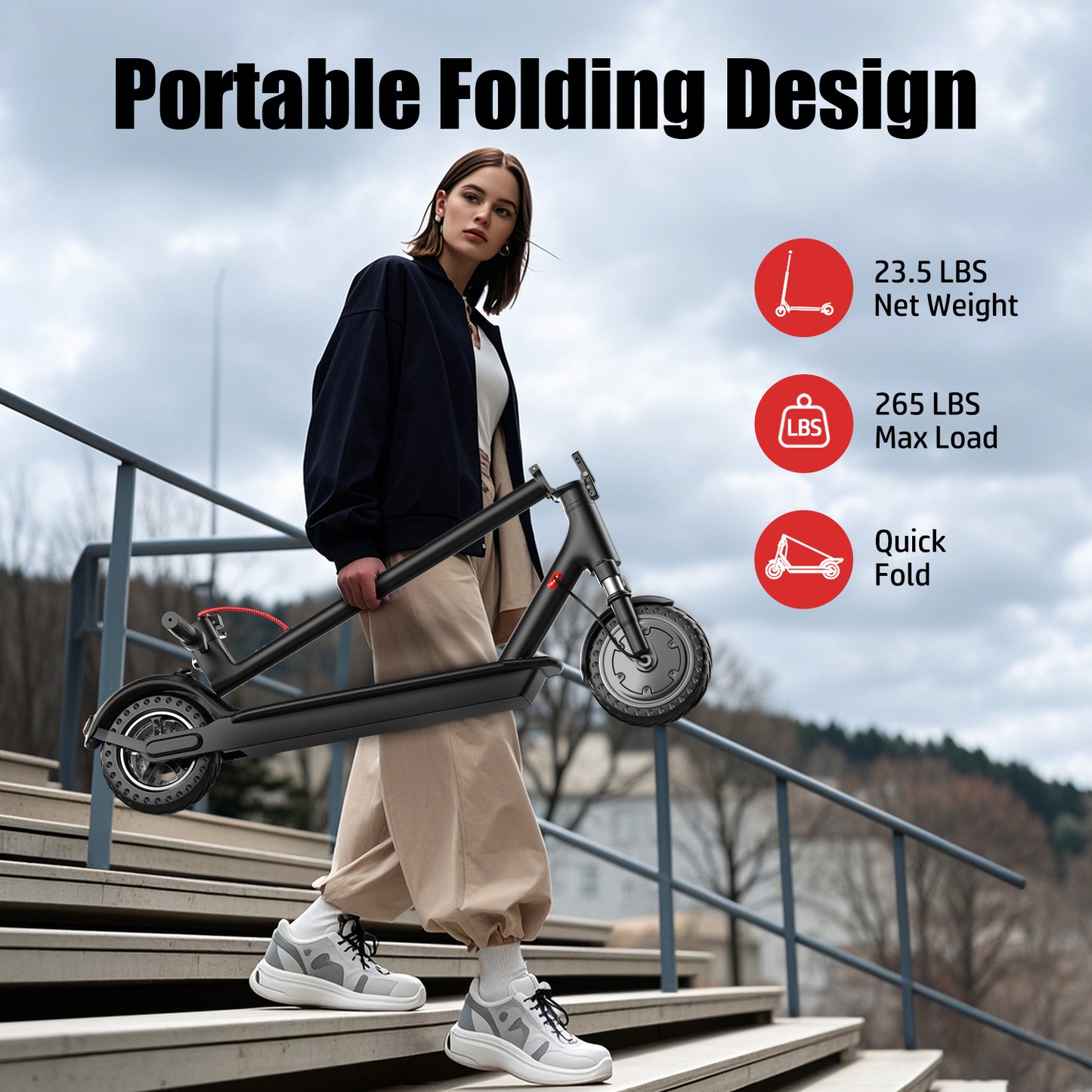 S5 PRO Electric Scooter for Adults, 350W Motor, 21Miles Range, 19 Mph, 8.5" Tires, Folding Commuter E Scooter with Dual Suspension and Braking System