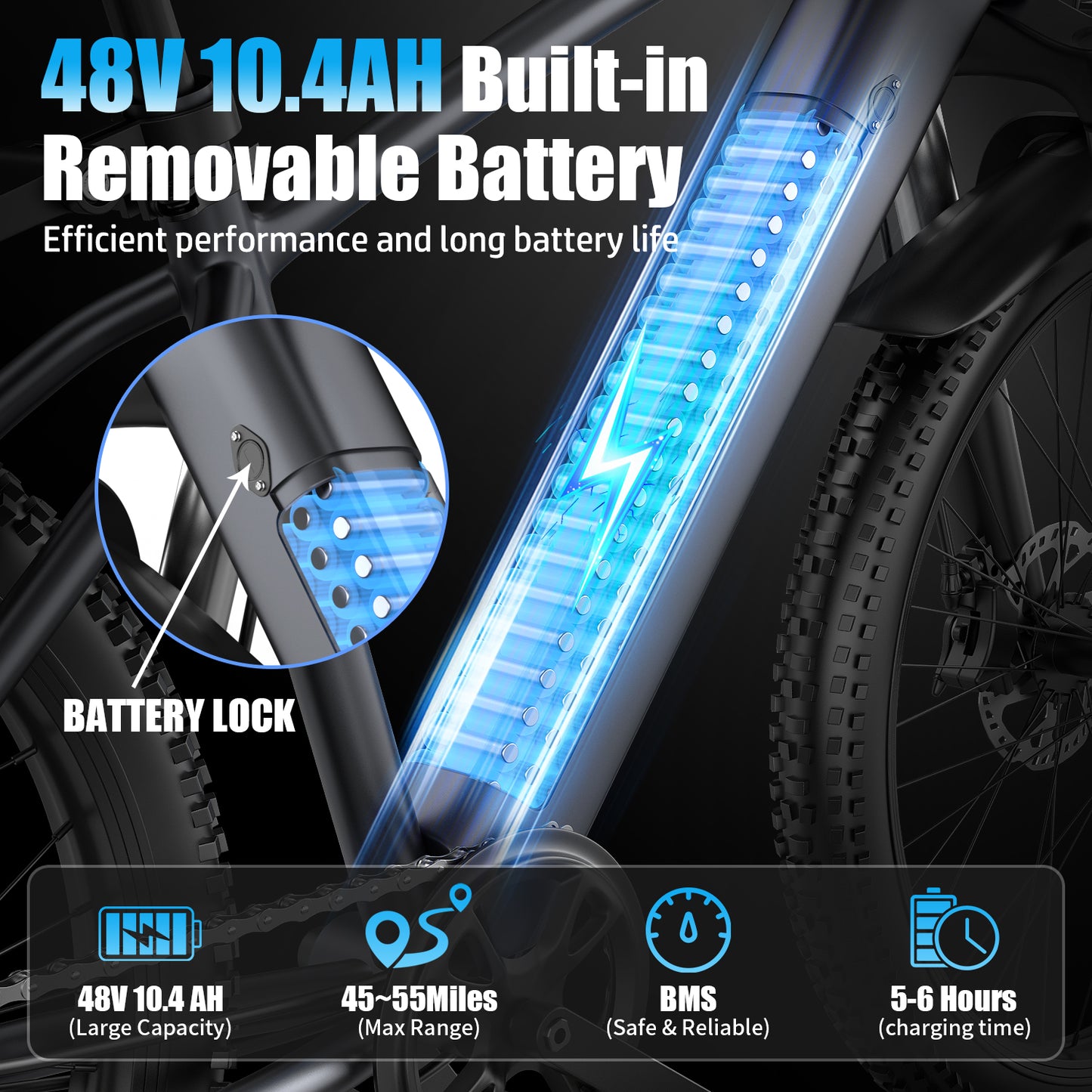 ASKGO F28 Electric Bike for Adults, 750W Motor, 26" Pneumatic Tires, 25mph 45miles Range Mountain Commuter Ebikes, 499WH Removable Lithium Battery, with Front Suspension, 7-Speed Gear