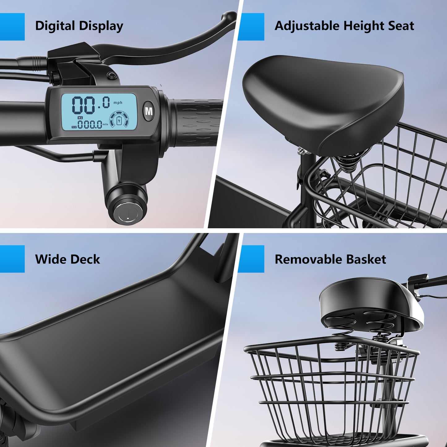 ASKGO K8 Adult Electric Scooter with Seat 650W Motor 36V 13Ah Battery 20MPH 25Miles Range