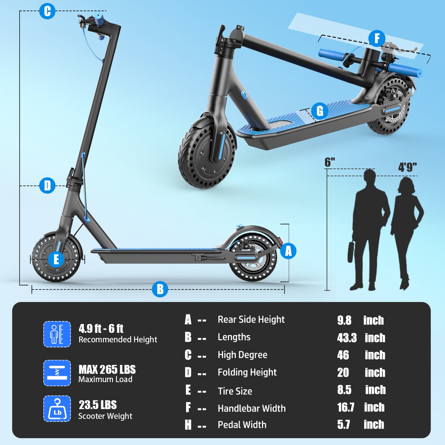 ASKGO Electric Scooter for Adults, 350W Motor, 21Miles Range, 19 Mph, 8.5" Tires, Folding Commuter E Scooter with Dual Suspension and Braking System and App,Maximum load 265 lbs