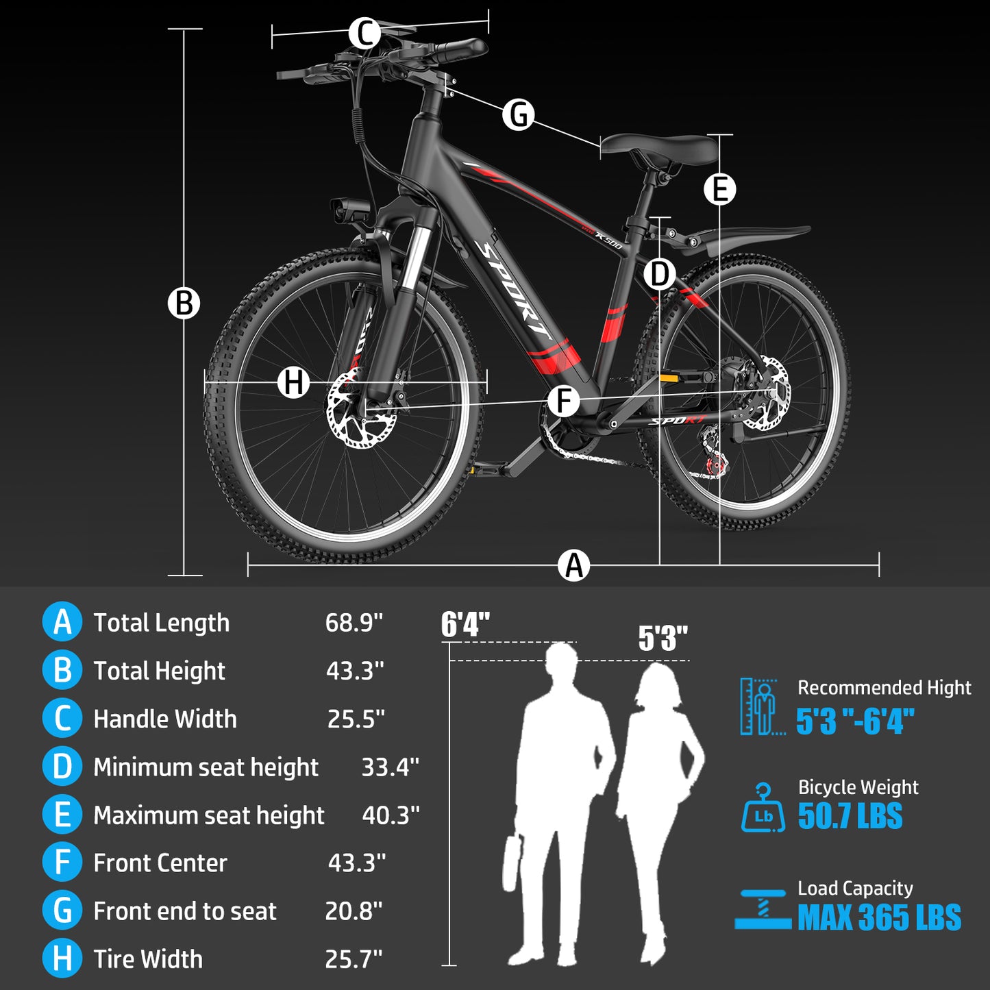 ASKGO F28 Electric Bike for Adults, 750W Motor, 26" Pneumatic Tires, 25mph 45miles Range Mountain Commuter Ebikes, 499WH Removable Lithium Battery, with Front Suspension, 7-Speed Gear