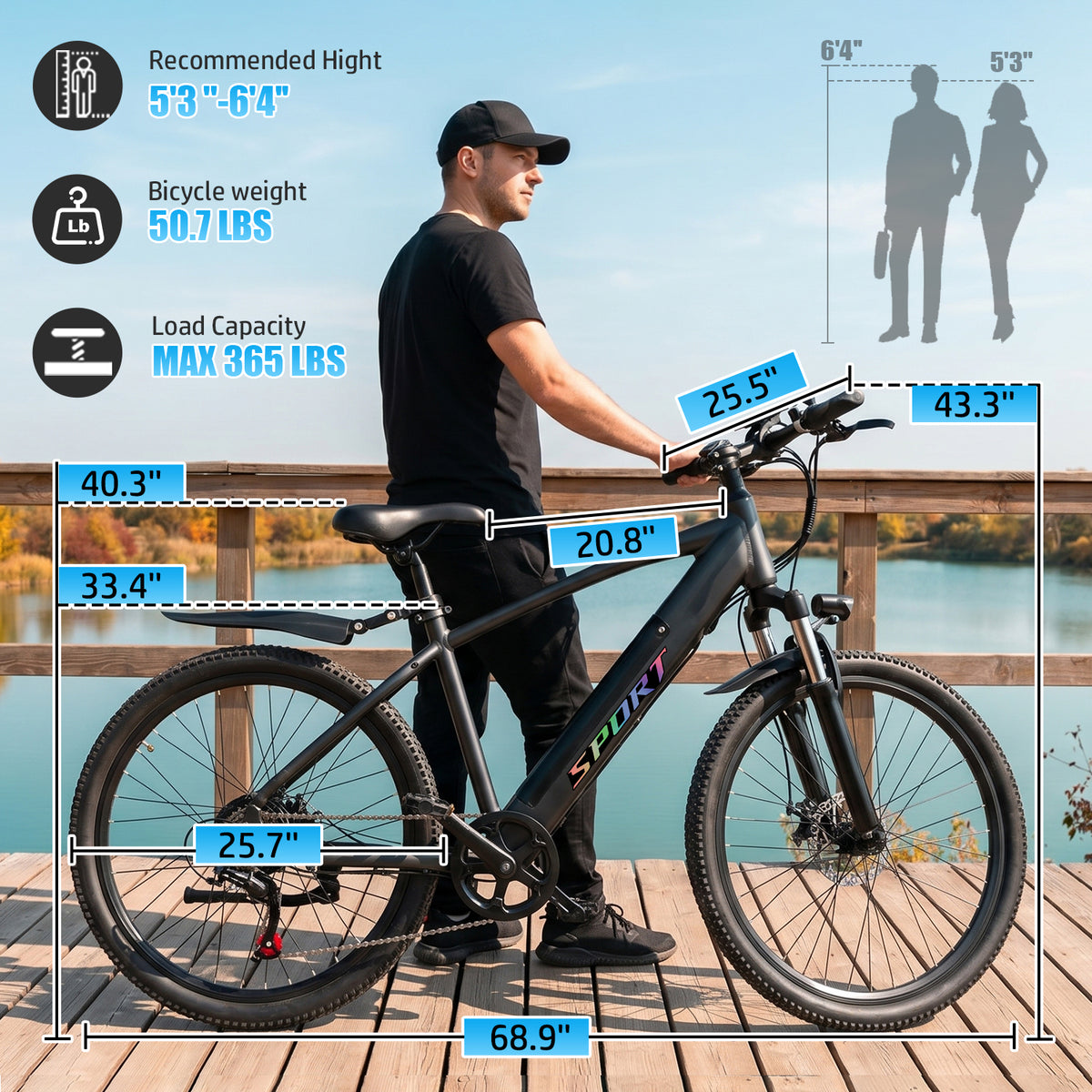 F28-750W Rated Electric Mountain Bike ,48V 10A Off-Road Ebike (Removable Battery)45 Mile Range,26" Pneumatic Tires-UL2849 Certified (Camp,Trail Rid) Ages14+