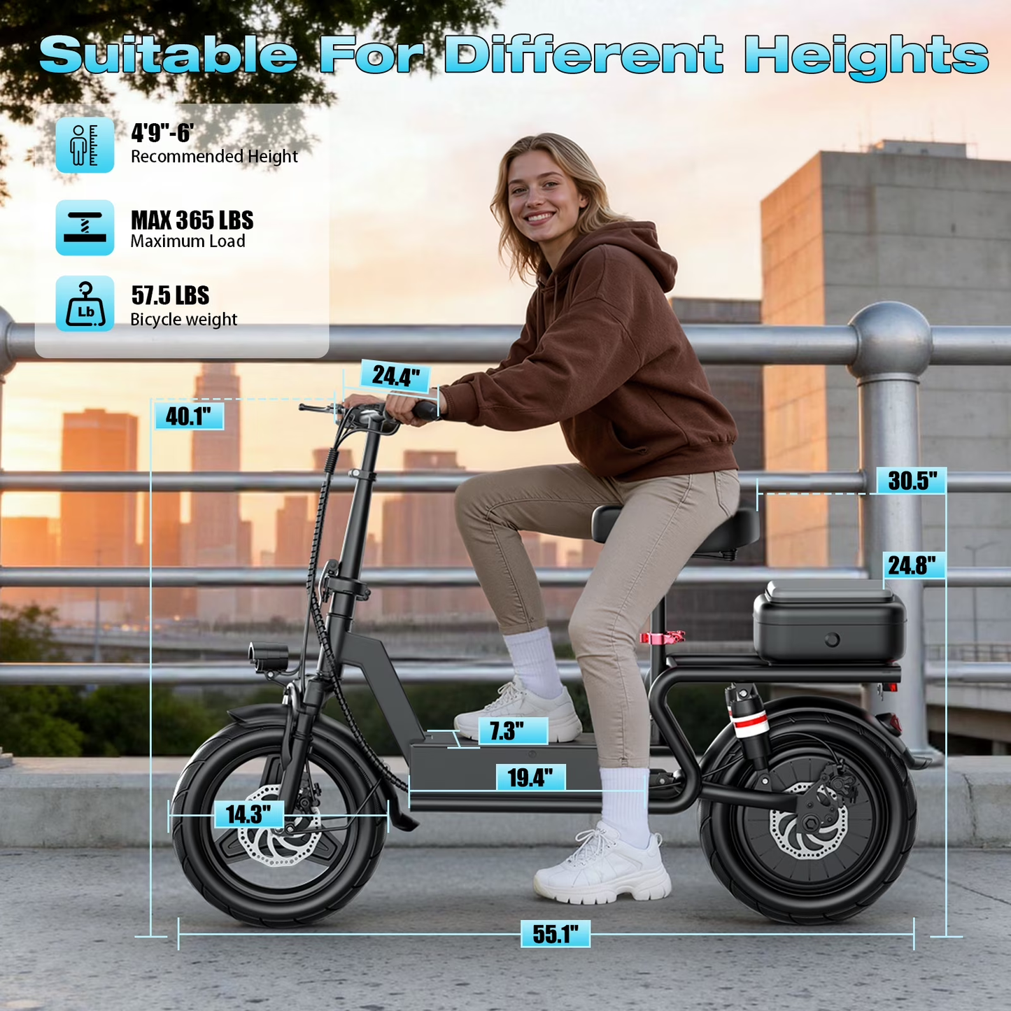 Electric Scooter for Adults with Seat,1500W Peak Motor,25Mph Fast Speed,45-Mile Range,48V 18AH Battery,Dual Disc Brake,14" Off-Road Foldable e Scooter for Teens,UL2272
