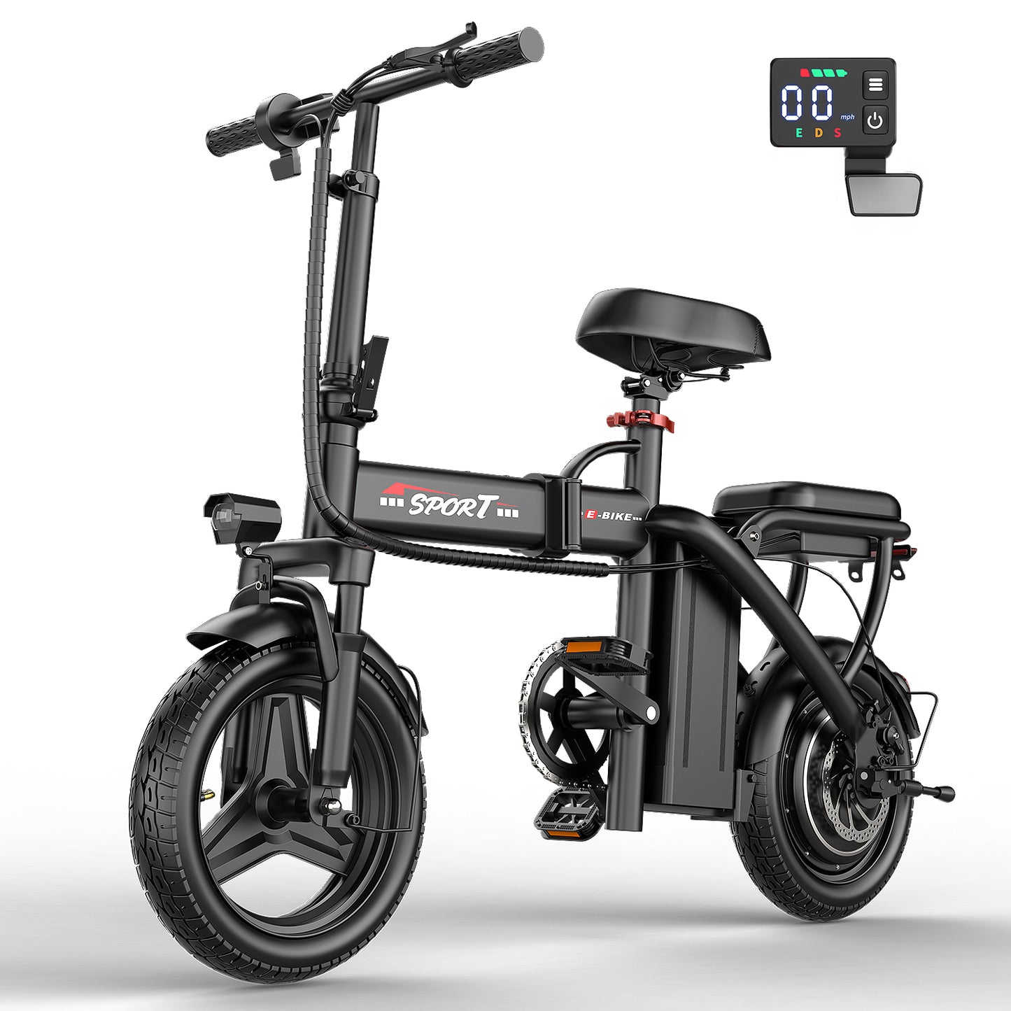 ASKGO Electric Bike for Adults, 14" Tires, 20mph 25miles Long Range, 500W Motor, Folding Electric Bicycle for Commuting, 500W Motor, 48V 10AH Removable Battery E Bike, Dual Disc Brakes