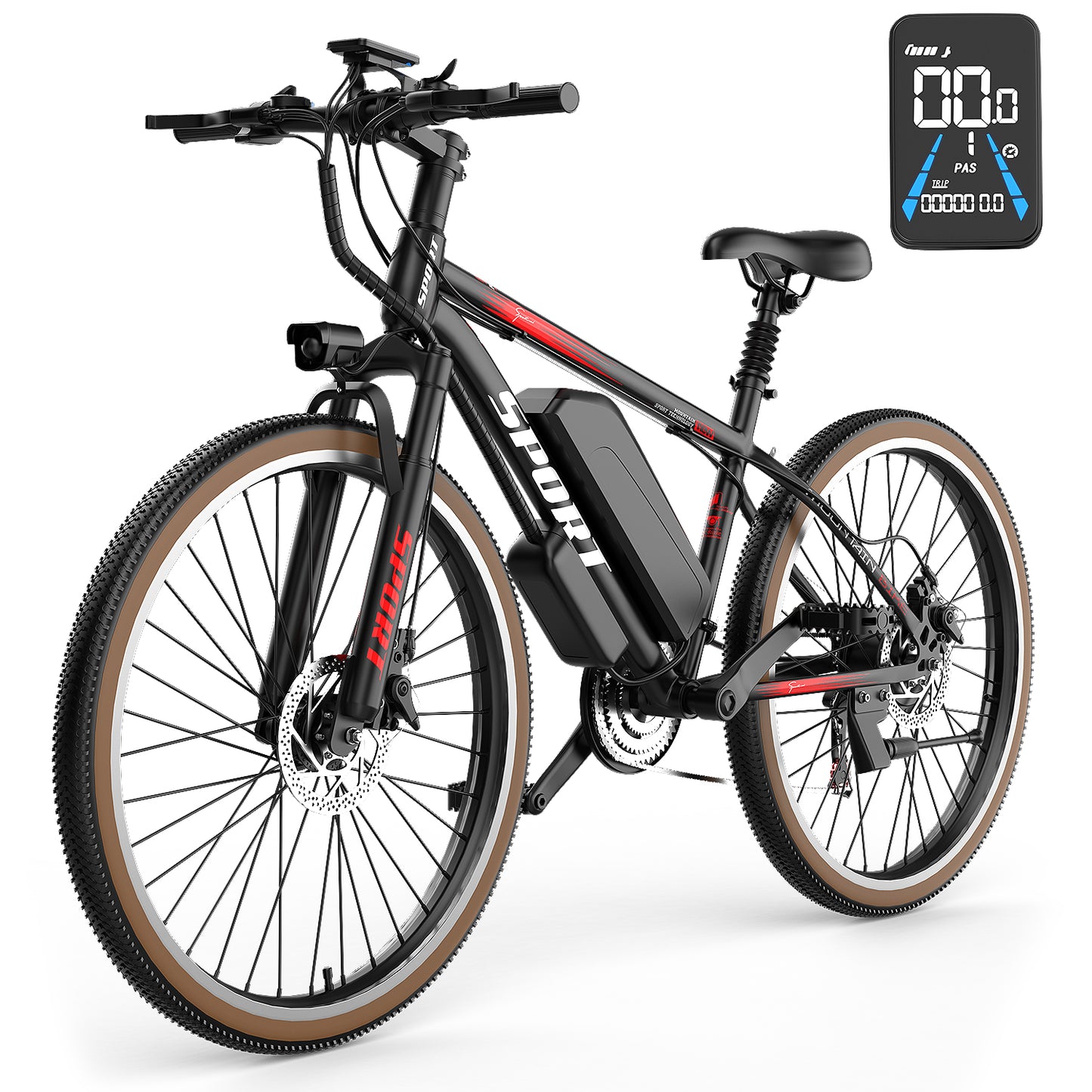 Adults 26'' Mountain Ebike 36V 10.4A 500W Peak Motor 21-Speed Gears LCD Display Electric Bicycle For Commuting And Short Trips Bikes