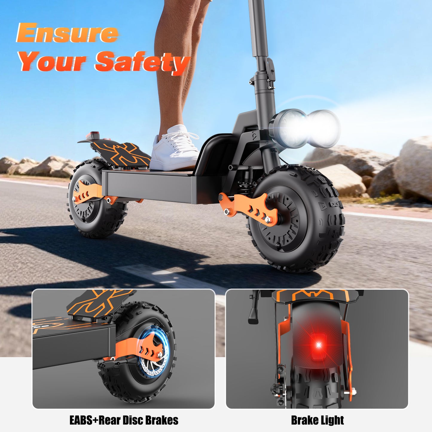ASKGO GT28 Electric Scooterfor Adults, 3000W Dual Motor, 35MPH & 75-Mile Range, 48V 30A Battery&5 Speed, 11" Off-Road Tires, NFC & Mobile Charging, Foldable Sport Scooter for Commuting, 365LBS,UL2272