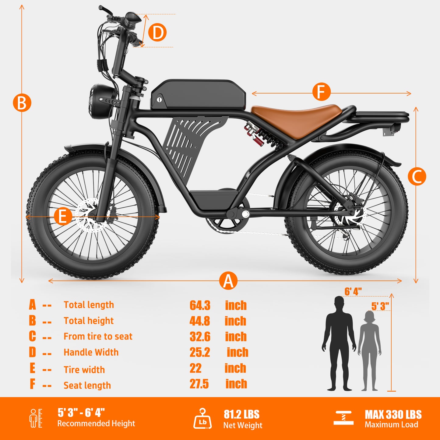 ASKGO Electric Bike for Adults, 750W Rated Electric Dirt Bike, 48V/20AH Electric Bicycle 28MPH, 20"x4" Fat Tire, 65 Miles & UL2849,Ages 16+