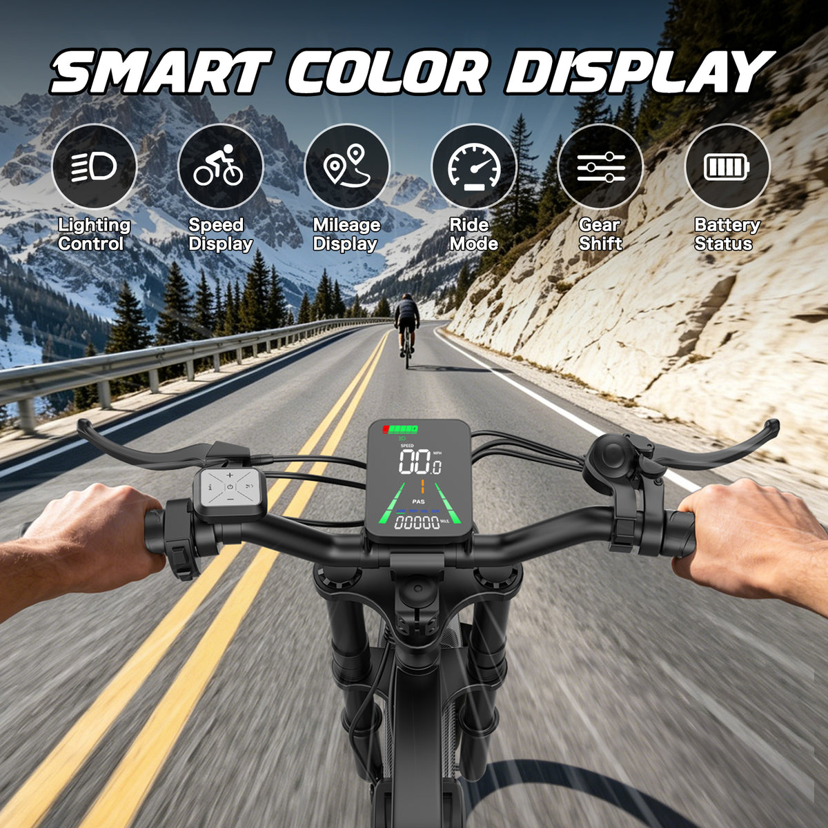 2500W Peak Electric Motorcycle 48V 25Ah, 20'' Fat Tire Off‑Road E‑Motorcycle 37MPH 65Miles Range,7 Speeds, Removable Battery Adult Electric Dirt Bike UL2849