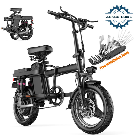 ASKGO F9 Adult Ebike 500W Peak Motor Folding 48V 13AH Electric Bicycle 25MPH 25Miles Range