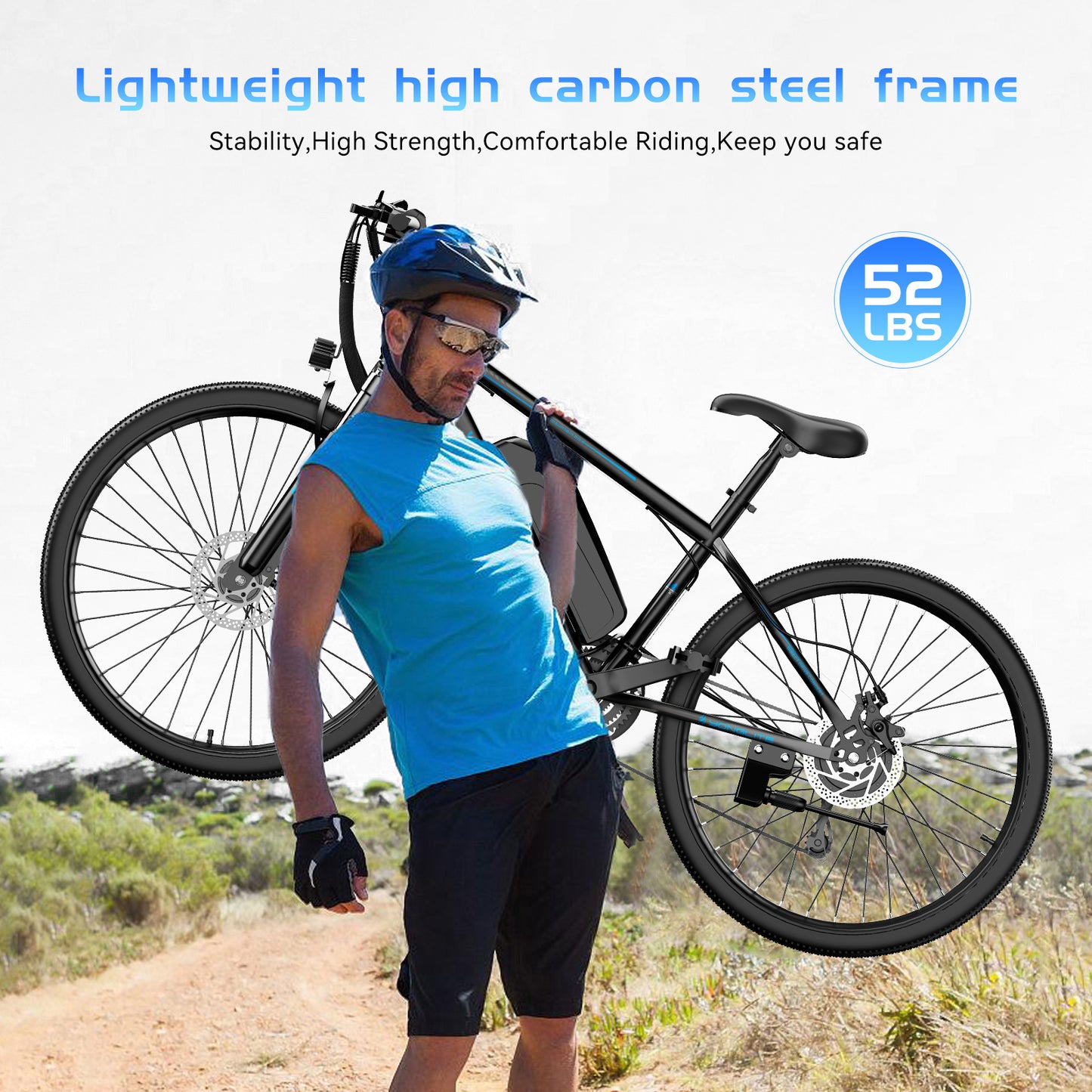 Adults 26'' Mountain Ebike 48V 10.4A 750W Peak Motor 21-Speed Gears LCD Display Electric Bicycle For Commuting And Short Trips Bikes