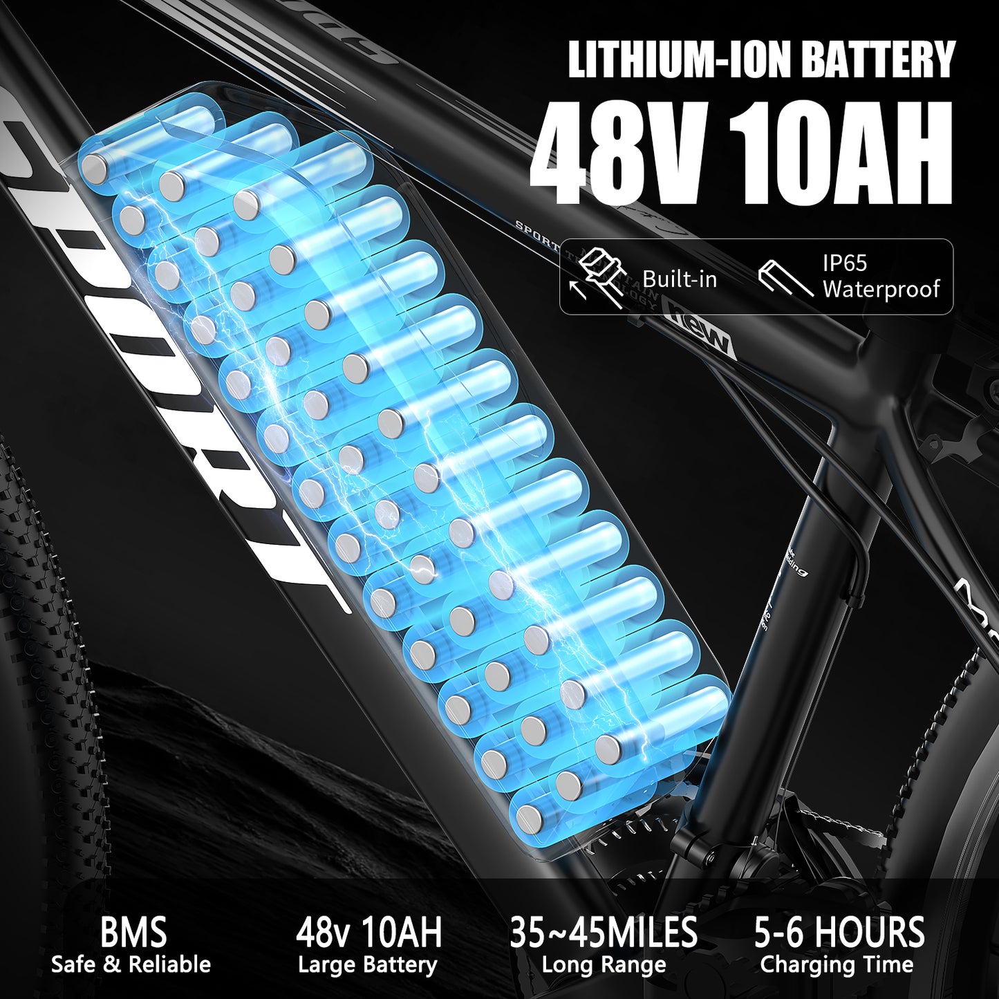 Adults 26'' Mountain Ebike 48V 10.4A 750W Peak Motor 21-Speed Gears LCD Display Electric Bicycle For Commuting And Short Trips Bikes