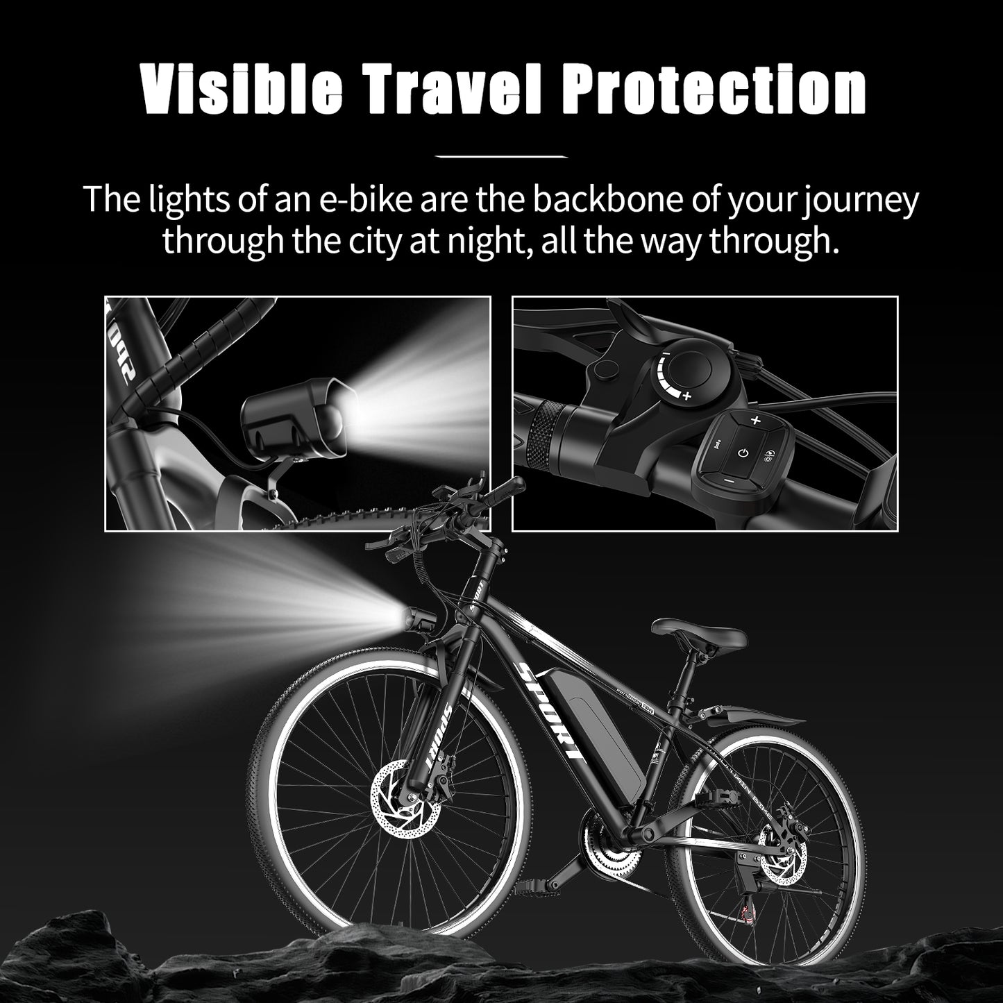 Adults 26'' Mountain Ebike 48V 10.4A 750W Peak Motor 21-Speed Gears LCD Display Electric Bicycle For Commuting And Short Trips Bikes