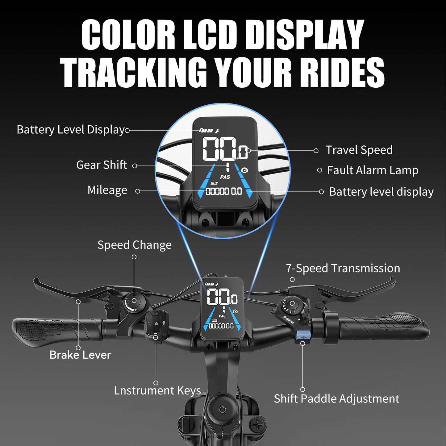 Adults 26'' Mountain Ebike 48V 10.4A 750W Peak Motor 21-Speed Gears LCD Display Electric Bicycle For Commuting And Short Trips Bikes
