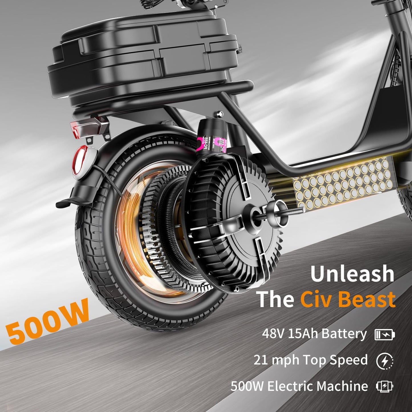 K11 Adults Electric Scooter 650W Peak Motor 14" Tire 48V 15AH 25MPH 32Miles Range