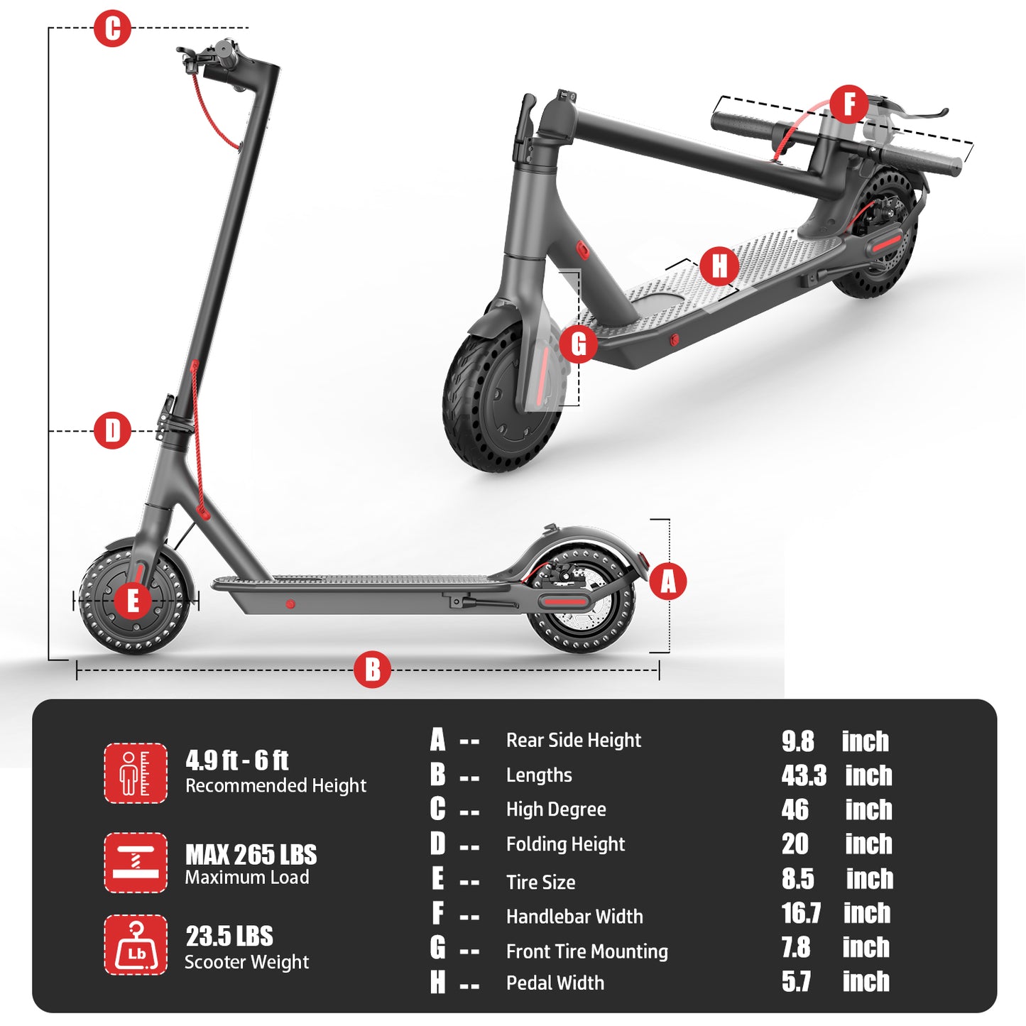 ASKGO S5 Folding Commuter Electric Scooter for Adults With 350W Motor, 21Miles Range, 19 Mph, 8.5" Tires