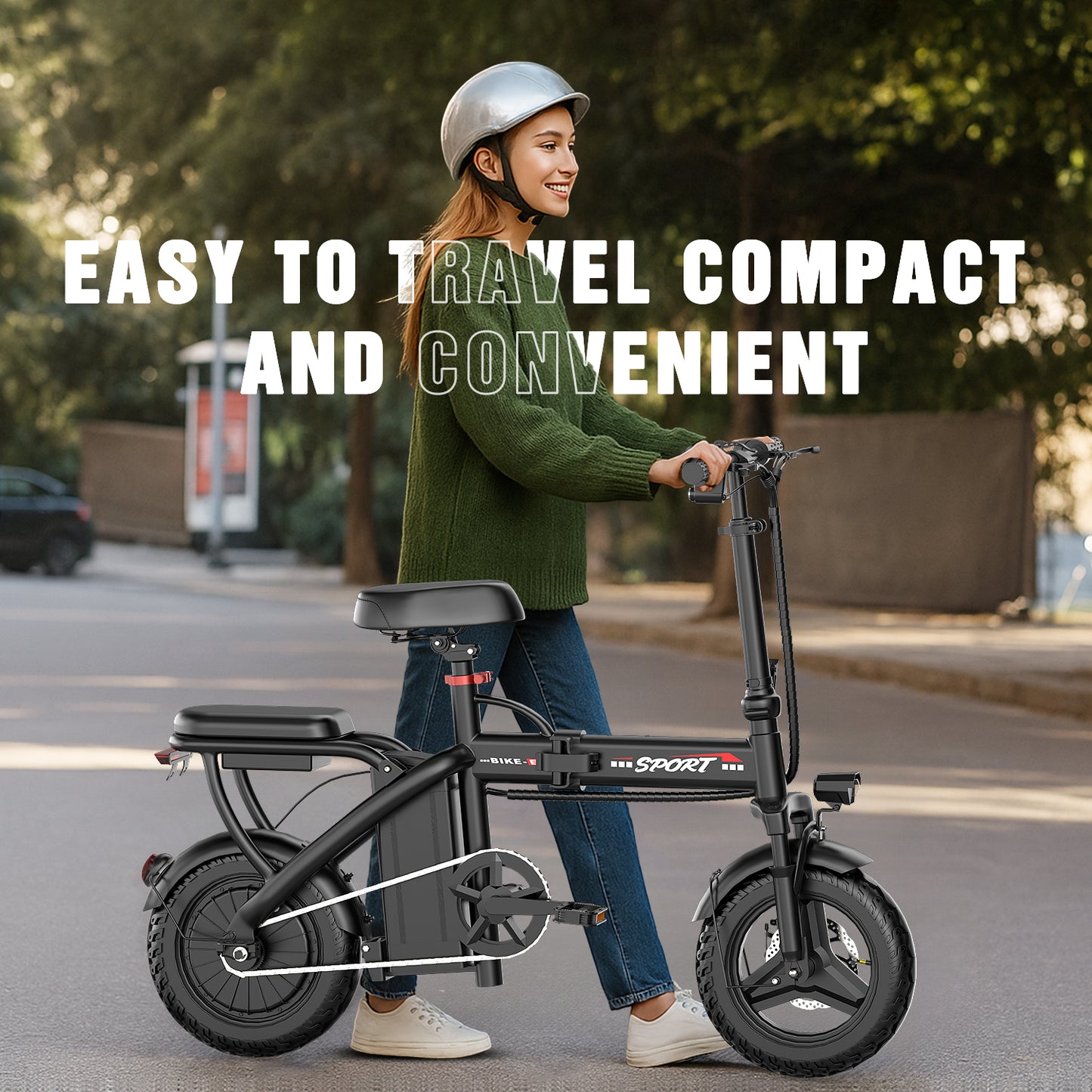 ASKGO Electric Bike for Adults, 14" Tires, 20mph 25miles Long Range, 500W Motor, Folding Electric Bicycle for Commuting, 500W Motor, 48V 10AH Removable Battery E Bike, Dual Disc Brakes