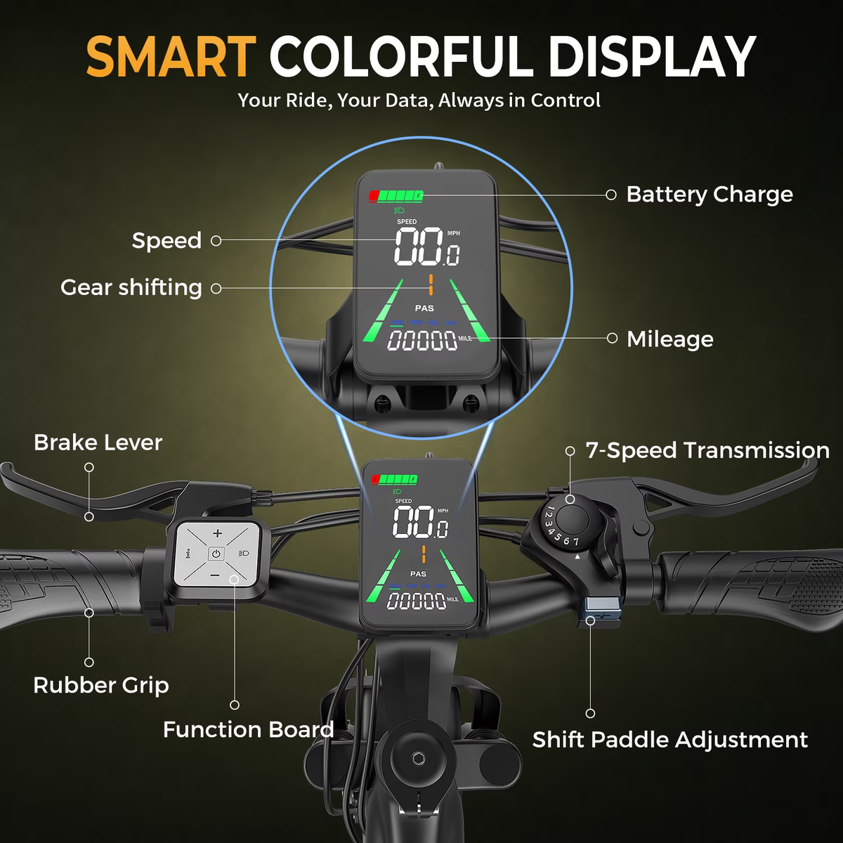 ASKGO 1500W Peak 750 Rated Electric Bicycle 48V 10Ah,26'' E-Mountain Ebike 25MPH 45-65Miles Range,Removable Battery Ages16+ UL2849