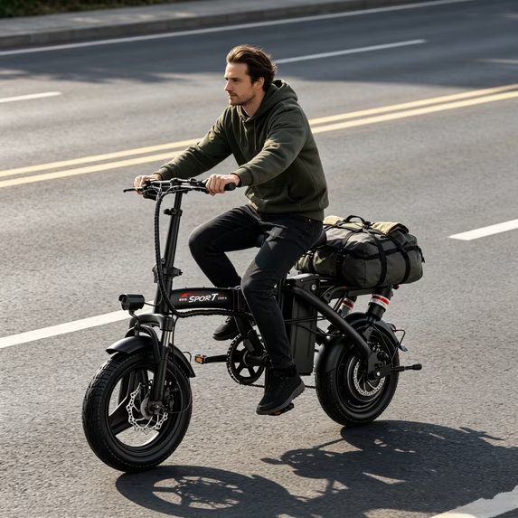 ASKGO Z8 750W Rated Electric Bicycle for Adults Teens 48V 13A,14”Folding Electric Bike ,20Mph & 25Miles,Ages 14+,Class2, UL 2849
