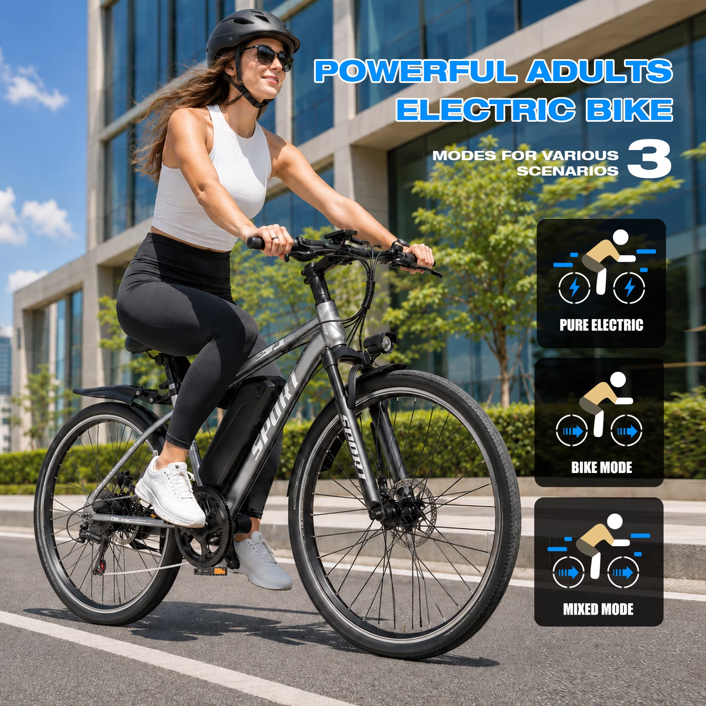 ASKGO 750W Rated Electric Bicycle 48V 15Ah,26'' Mountain Ebike 25MPH 45-65Miles Range,Removable Battery Adult Electric Bike Ages16+UL2849