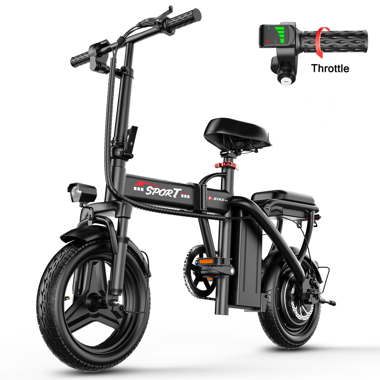 ASKGO 750W Rated Foldable Electric Bicycle, 48V 10.5Ah Commuting Electric Bike for Adults, 14" Portable Electric Bicycle with Two Seat,ages14+ UL2849