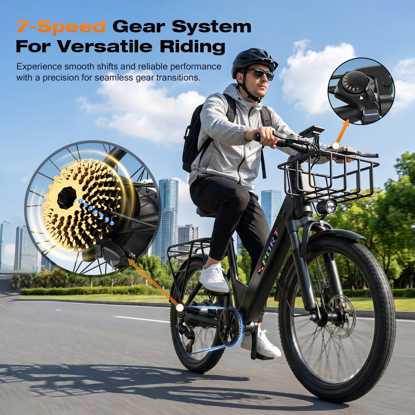ASKGO F29 Electric Bike for Adults, 1800W Peak 750W Electric Mountain Bike, 30MPH Ebike with 48V 25Ah Removable Battery, 7 Speeds,UL2849