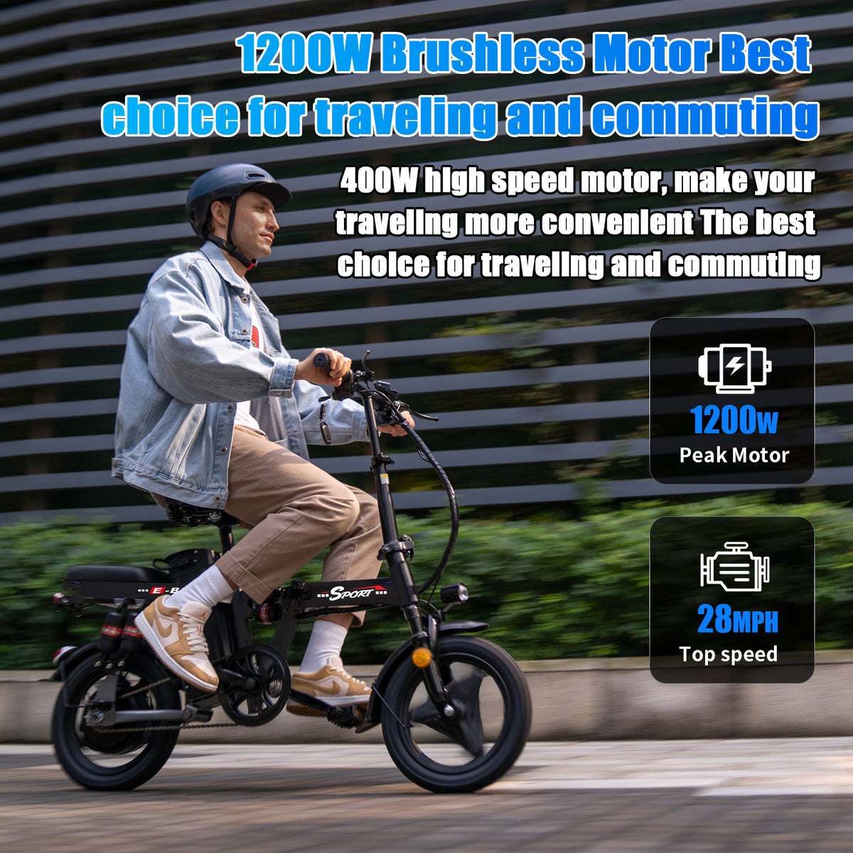 ASKGO F12 1200W Peak Motor ,Folding Electric Bike for Adults Teens ,14'' Commuting Bike, Max 30MPH/35 Miles E-Bike ,3 Speed Double Mini Electric Bike, UL2849