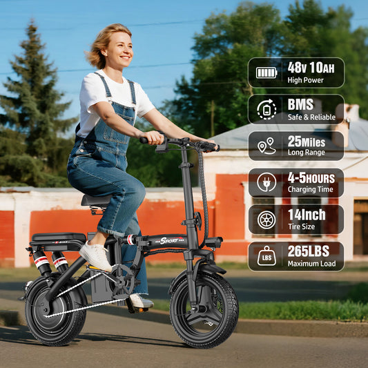 MISODO F9 Adult Folding Electric Bike, 500W 20 MPH 25 Miles, 48V 13Ah Removable Battery, Meets Daily Commuting,Going Out and Playing,Give the best gift,Folding Ebike for Adult with Two Seats