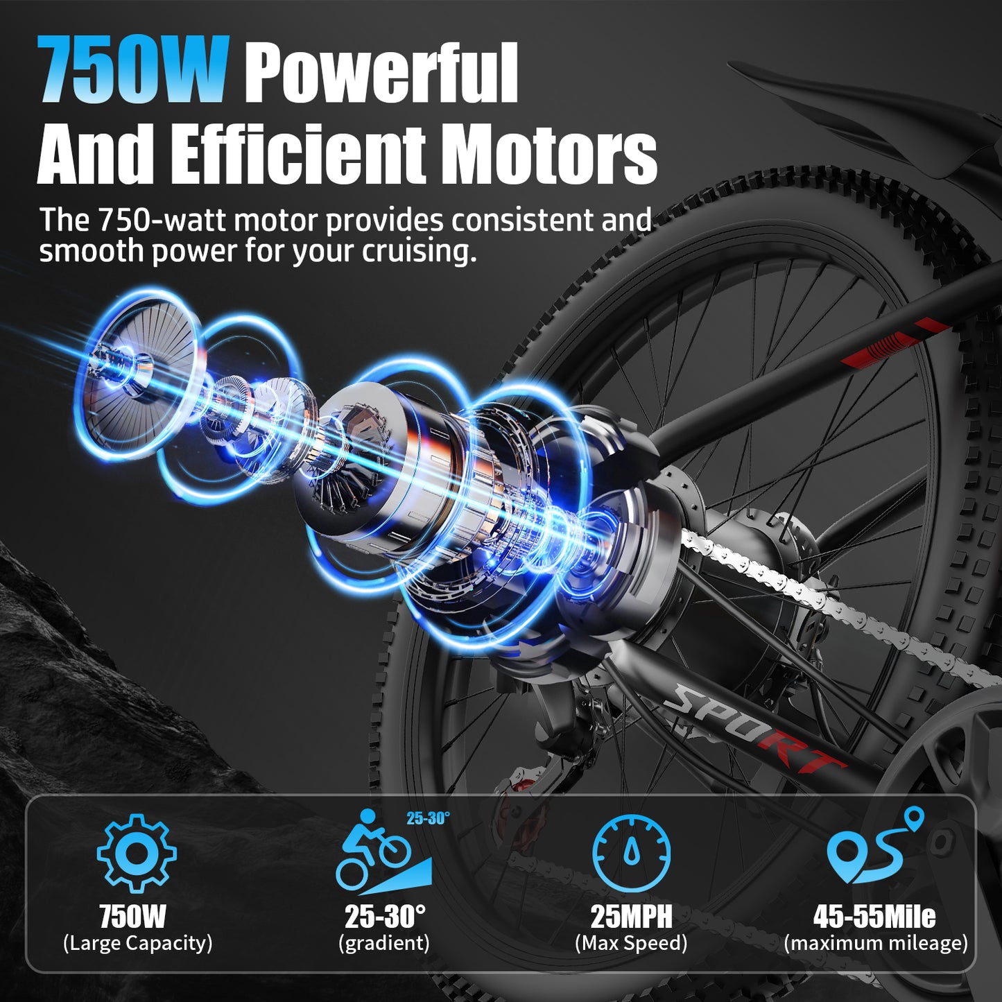 ASKGO F28 Electric Bike for Adults, 750W Motor, 26" Pneumatic Tires, 25mph 45miles Range Mountain Commuter Ebikes, 499WH Removable Lithium Battery, with Front Suspension, 7-Speed Gear