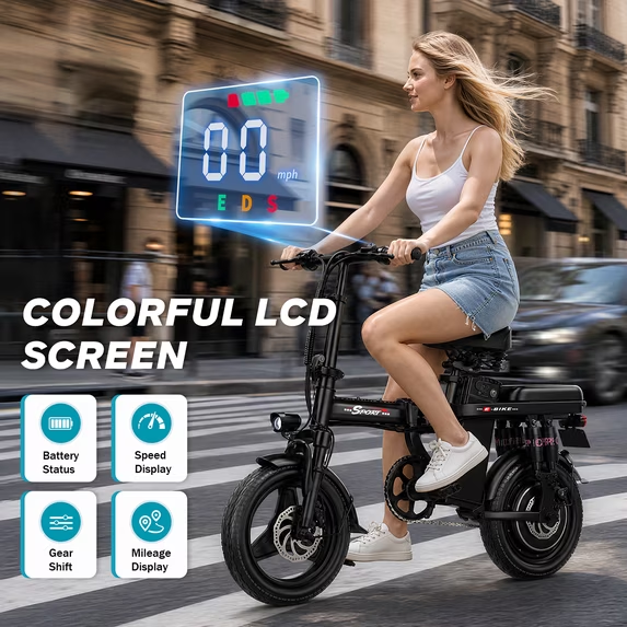 ASKGO F12 750W Rated Electric Bike for Adults Teens 48V 15A ,14”Folding Electric Bike ,20Mph & 30Miles,Ages 14+,Class2, UL 2849