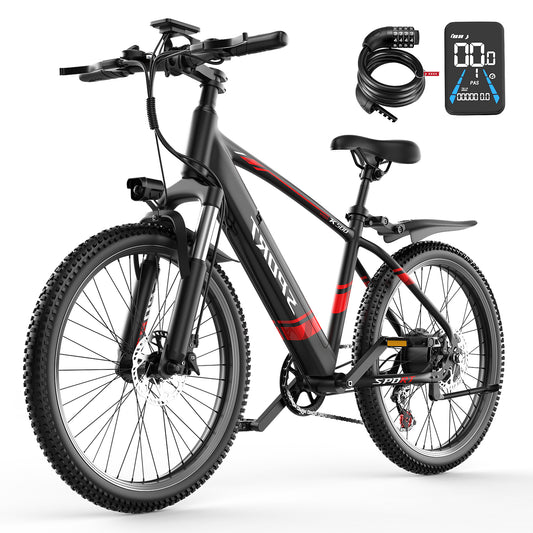 ASKGO F28 Electric Bike for Adults, 750W Motor, 26" Pneumatic Tires, 25mph 45miles Range Mountain Commuter Ebikes, 499WH Removable Lithium Battery, with Front Suspension, 7-Speed Gear