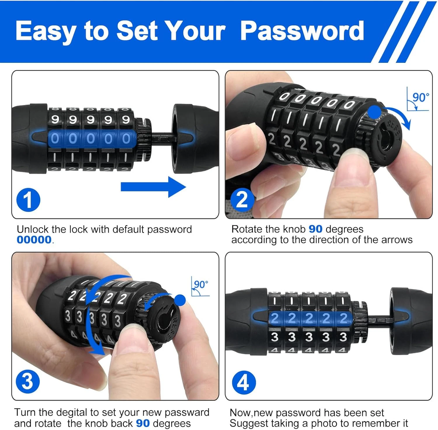 Heavy Duty Bike Lock 5-Digit Combination Password Bicycle Cable High Security US