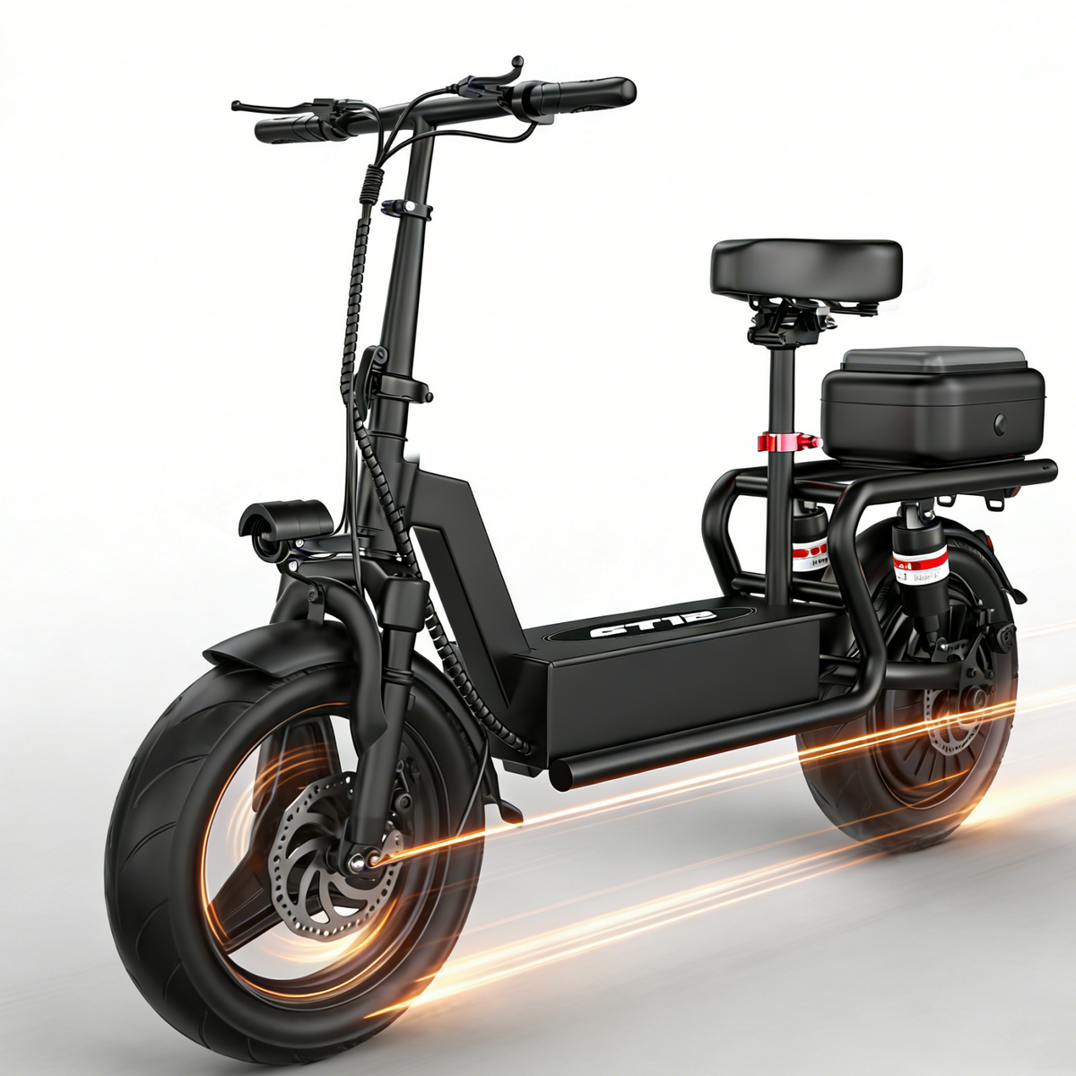 1500W Peak Electric Scooter for Adults 48V 18Ah,14'' Ebike with Seat 25MPH 35-45Miles Range,Wide Pedal Escooter UL2849