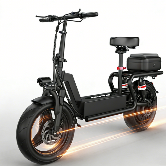 1500W Peak Electric Scooter for Adults 48V 18Ah,14'' Ebike with Seat 25MPH 35-45Miles Range,Wide Pedal Escooter UL2849