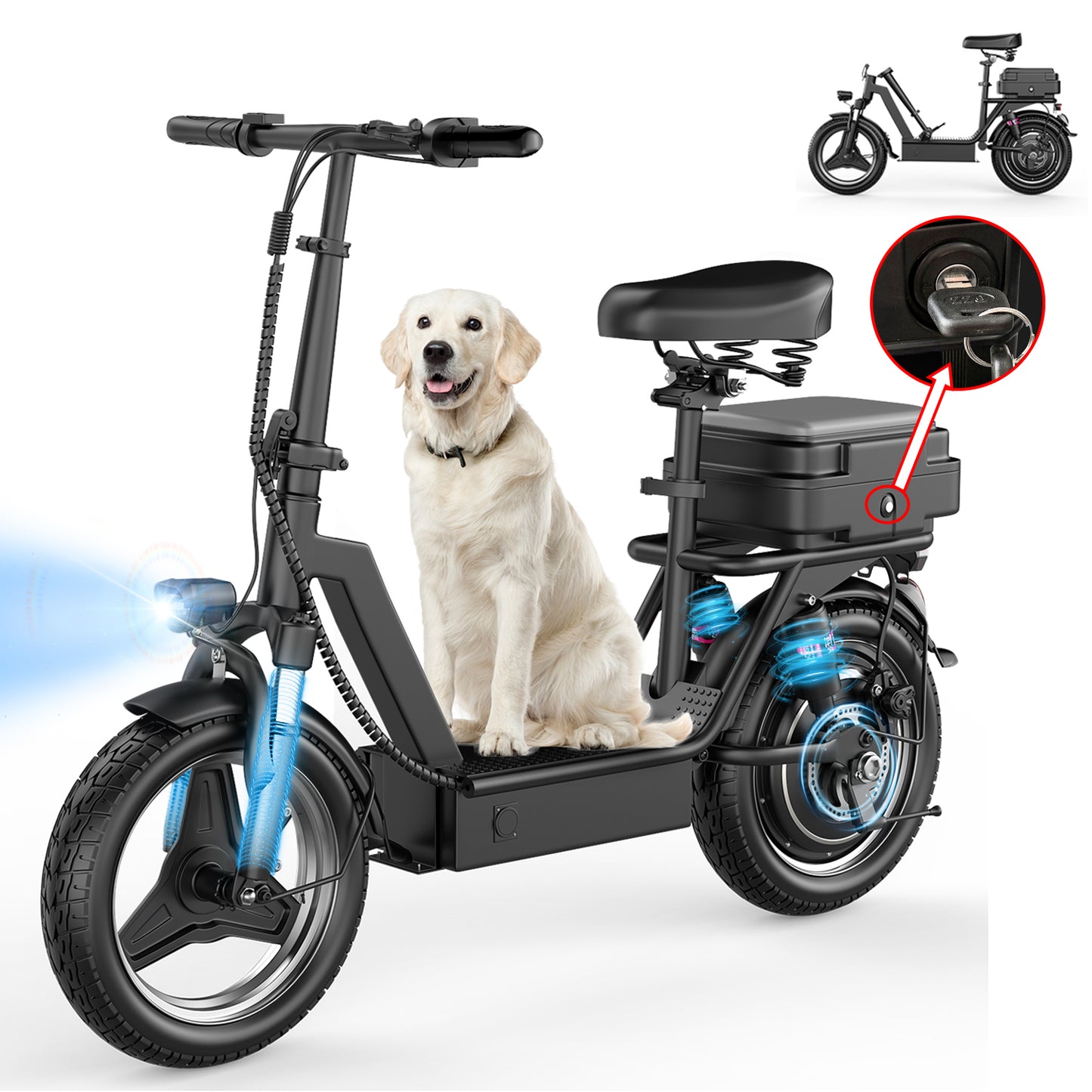 ASKGO 1200W Electric Scooter with Seat for Adults, 48V 15Ah Commuter Escooter 25 MPH 25-35 Miles Range, 14" Tire, UL 2272