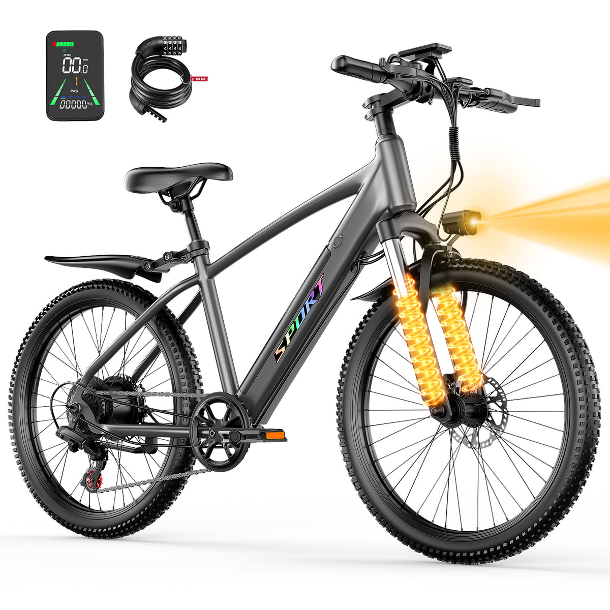 F28-750W Rated Electric Mountain Bike ,48V 10A Off-Road Ebike (Removable Battery）45 Mile Range,26" Pneumatic Tires-UL2849 Certified (Camp,Trail Rid) Ages14+