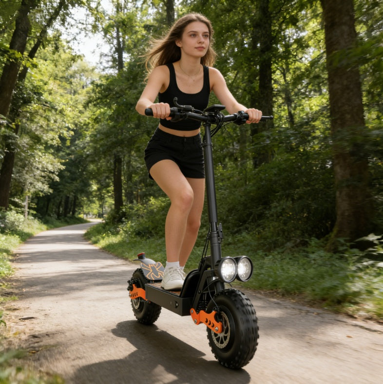ASKGO GT28 Electric Scooterfor Adults, 3000W Dual Motor, 35MPH & 75-Mile Range, 48V 30A Battery&5 Speed, 11" Off-Road Tires, NFC & Mobile Charging, Foldable Sport Scooter for Commuting, 365LBS，UL2272