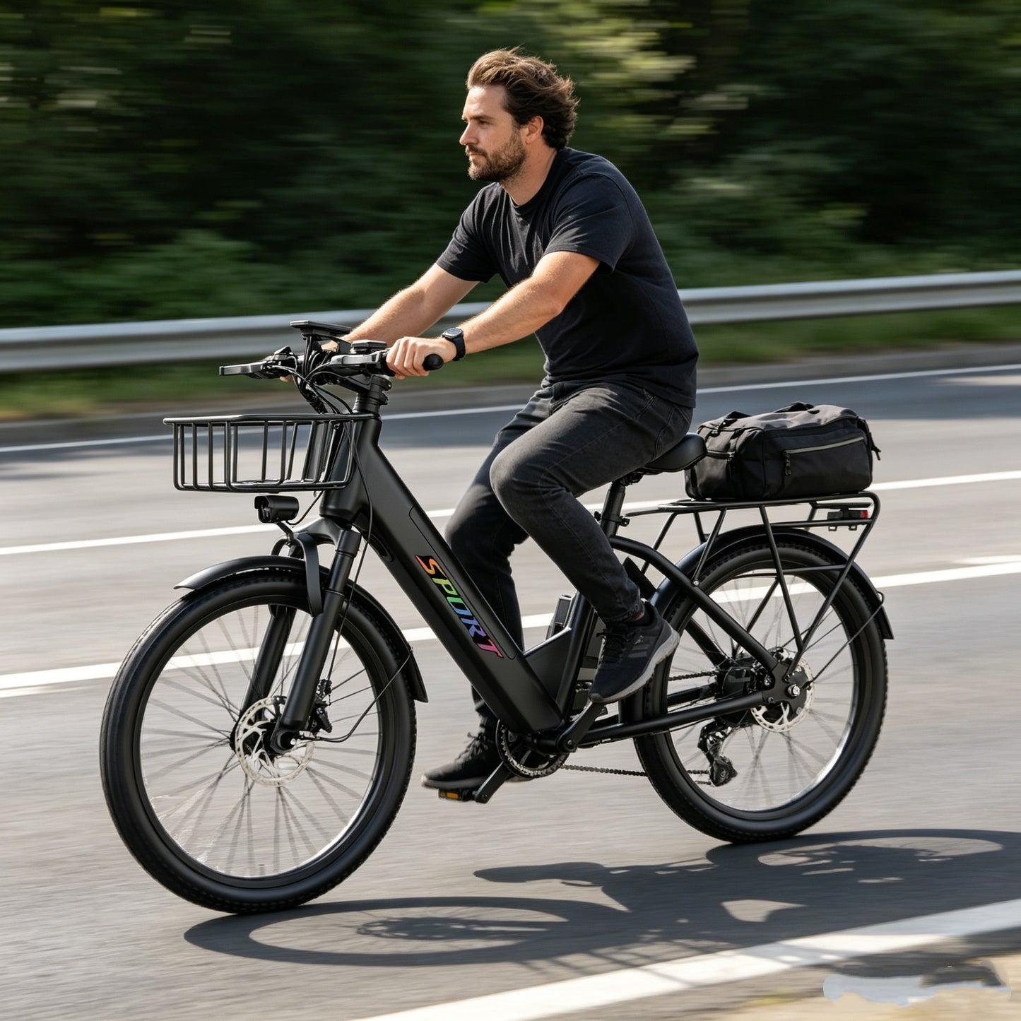 ASKGO F29-1800W Electric Bike with Rear Seat & Front Basket , 720Wh Built-in battery , 30MPH Off-Road Ebike, 26" E- Mountain /Beach Bike,Commute Electric Bicycle，All-Terrain Unisex ebikes，UL2849