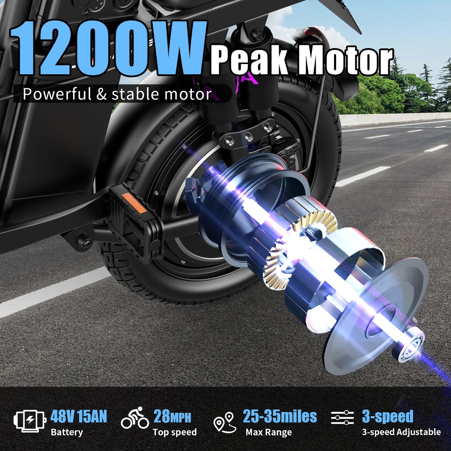 2Pack F12 Electric Bike for Adults Teens, 1200W Peak Motor, 25MPH Folding E-Bike, 48V 13Ah Removable Battery, 3-speed Ebike with R-seat, 14" Compact Electric Bicycle with Pedals for Commuting,UL2849