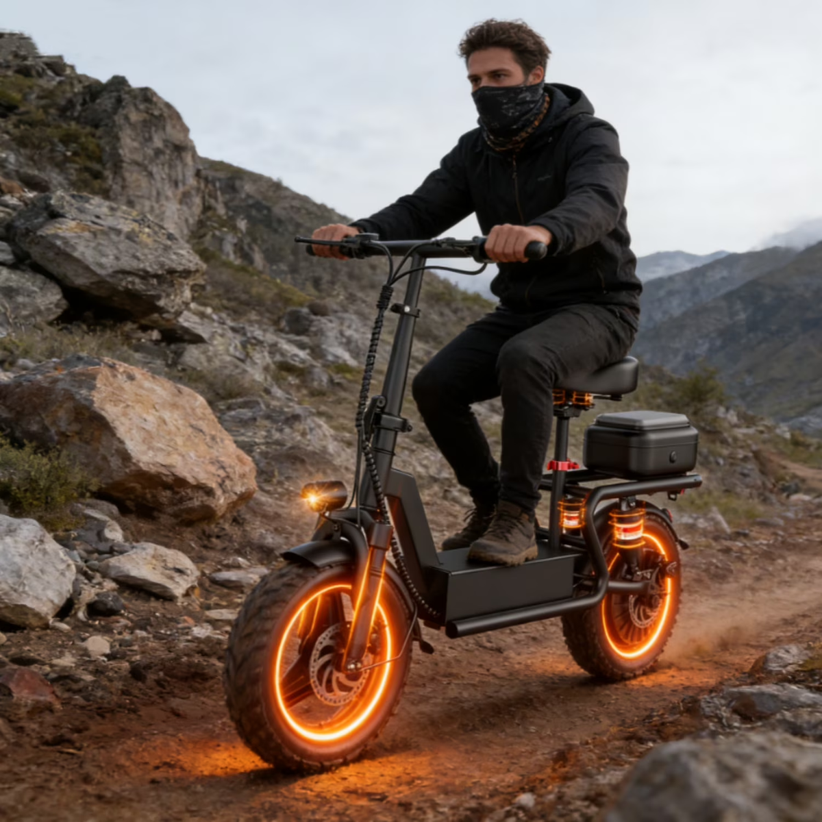 Electric Scooter for Adults with Seat,1500W Peak Motor,25Mph Fast Speed,45-Mile Range,48V 18AH Battery,Dual Disc Brake,14" Off-Road Foldable e Scooter for Teens,UL2272