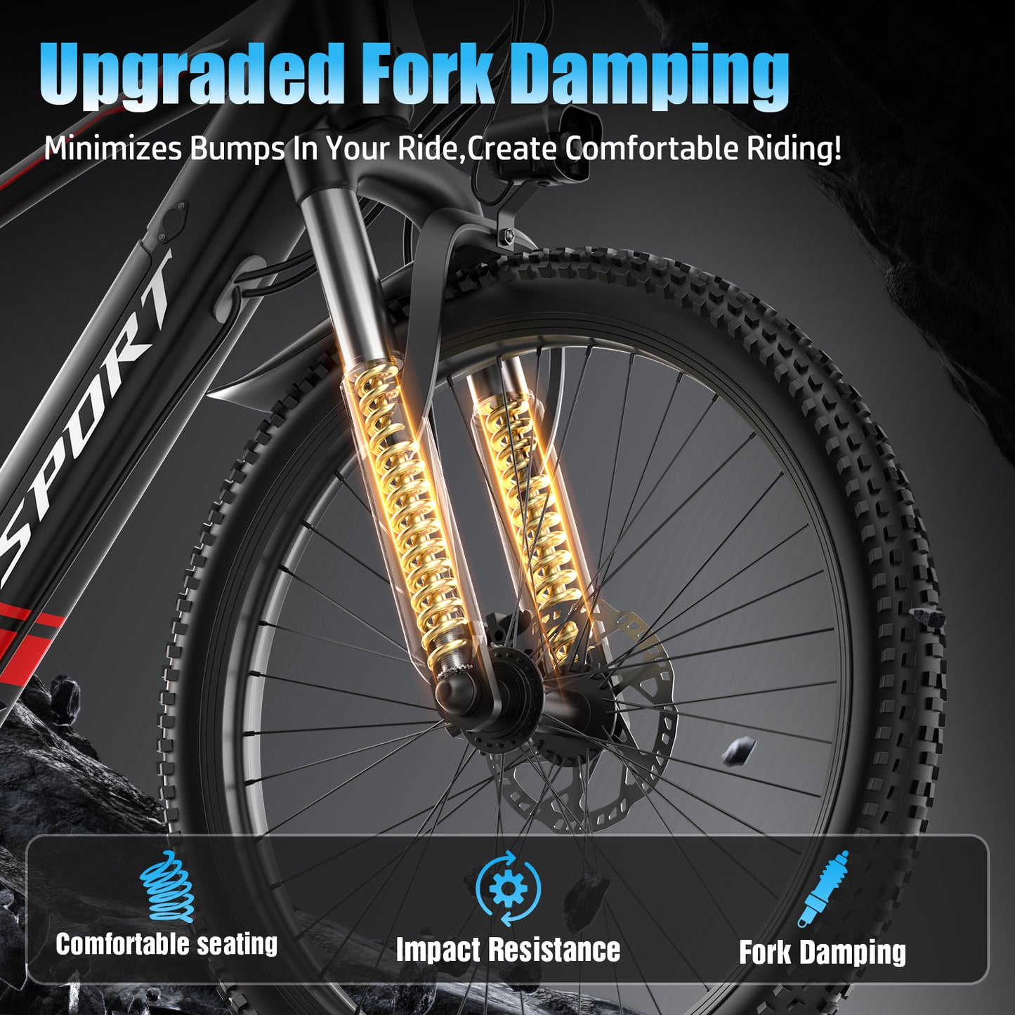 ASKGO F28 Electric Bike for Adults, 750W Motor, 26" Pneumatic Tires, 25mph 45miles Range Mountain Commuter Ebikes, 499WH Removable Lithium Battery, with Front Suspension, 7-Speed Gear