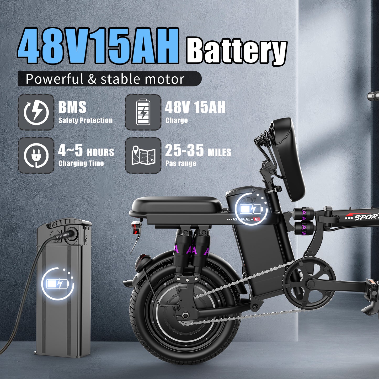 2Pack F12 Electric Bike for Adults Teens, 1200W Peak Motor, 25MPH Folding E-Bike, 48V 13Ah Removable Battery, 3-speed Ebike with R-seat, 14" Compact Electric Bicycle with Pedals for Commuting,UL2849