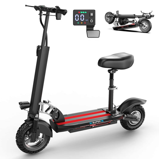 ASKGO Q2 1200W Peak Off Road Electric Scooter for Adults ,3 speed&27MPH &35Mile Escooter,48V 15AH Electric Scooter With Detachable/Foldable seat, 10''Tire All Terrain，330LBS Capacity，UL2272