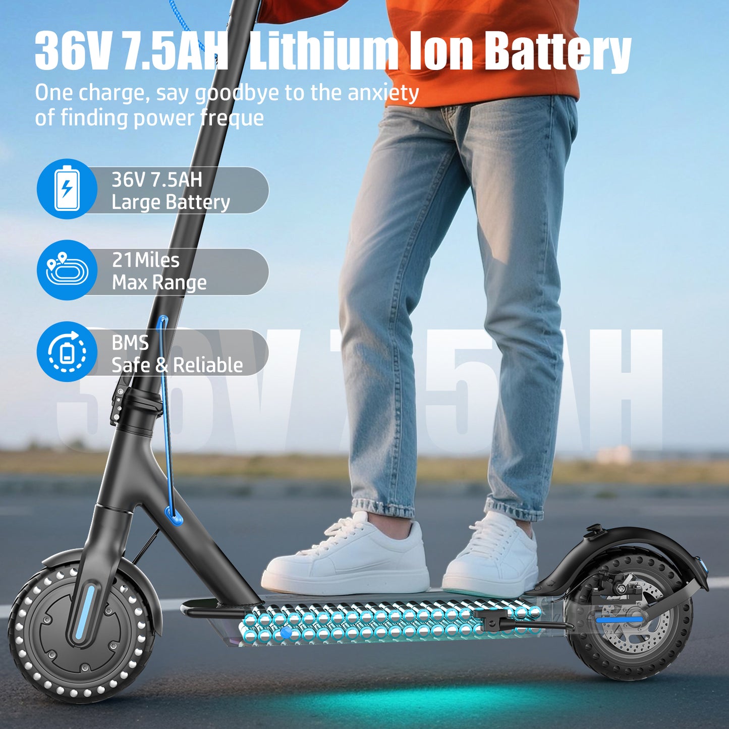 ASKGO Electric Scooter for Adults, 350W Motor, 21Miles Range, 19 Mph, 8.5" Tires, Folding Commuter E Scooter with Dual Suspension and Braking System and App,Maximum load 265 lbs