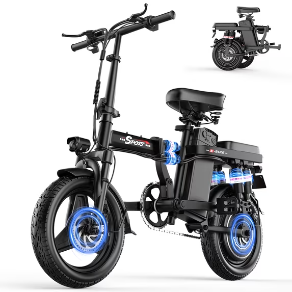 ASKGO F12 750W Rated Electric Bike for Adults Teens 48V 15A ,14”Folding Electric Bike ,20Mph & 30Miles,Ages 14+,Class2, UL 2849