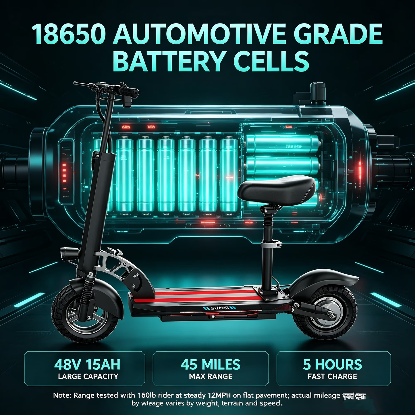 ASKGO 1200W Peak off‑road Electric Scooter with Seat, 48V 15Ah Foldable for Outdoor Use, up to 25MPH & 35‑45 Miles, 3‑Speed, 10" All Terrain Tire, UL2272