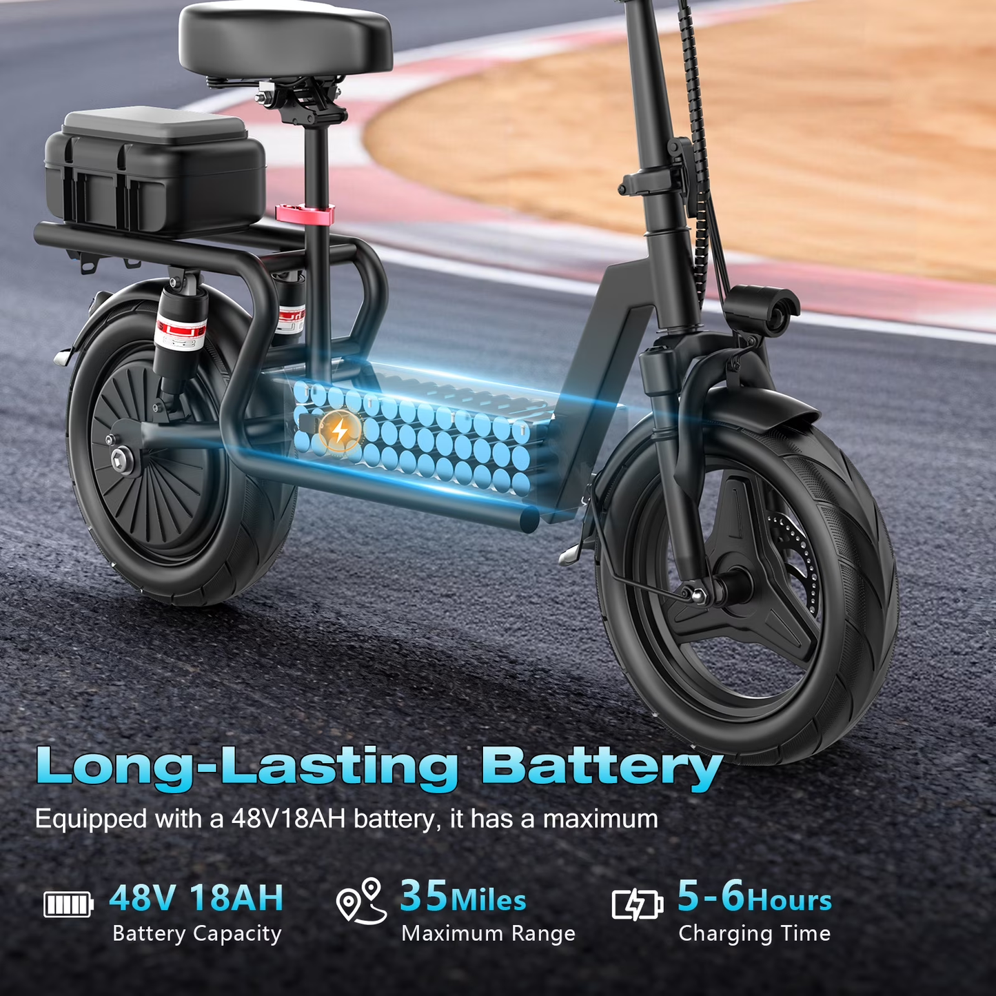 Electric Scooter for Adults with Seat,1500W Peak Motor,25Mph Fast Speed,45-Mile Range,48V 18AH Battery,Dual Disc Brake,14" Off-Road Foldable e Scooter for Teens,UL2272