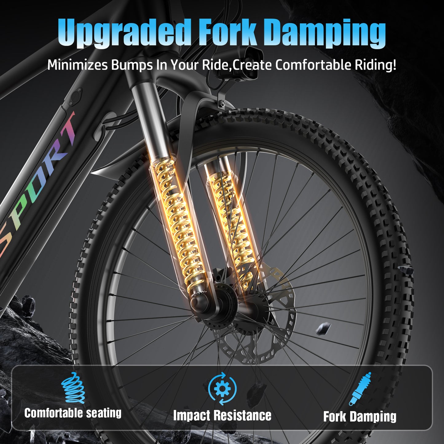 ASKGO F28 Electric Bike for Adults, 750W Motor, 26" Pneumatic Tires, 25mph 45miles Range Mountain Commuter Ebikes, 499WH Removable Lithium Battery, with Front Suspension, 7-Speed Gear