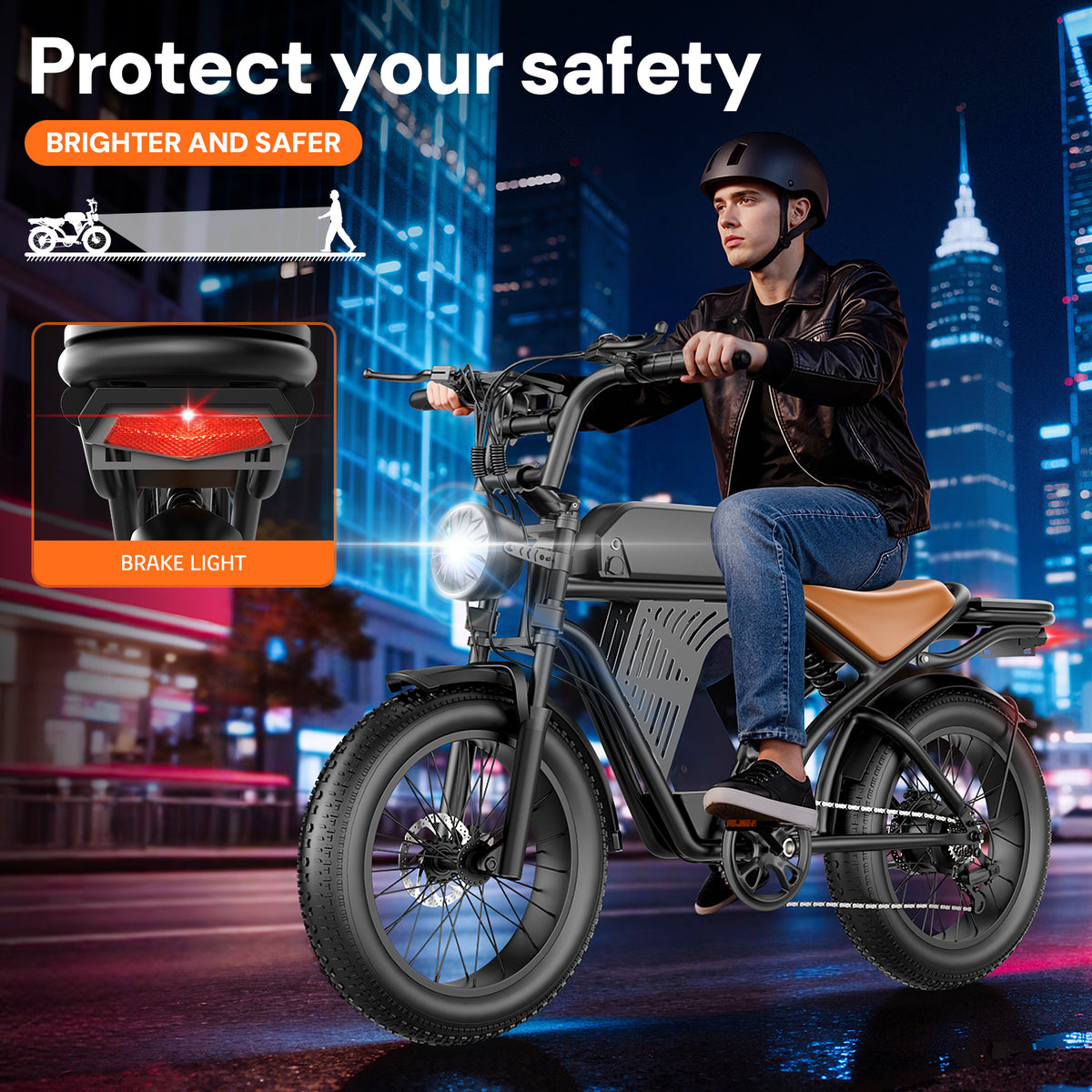 ASKGO Electric Bike for Adults, 750W Rated Electric Dirt Bike, 48V/20AH Electric Bicycle 28MPH, 20"x4" Fat Tire, 65 Miles & UL2849,Ages 16+