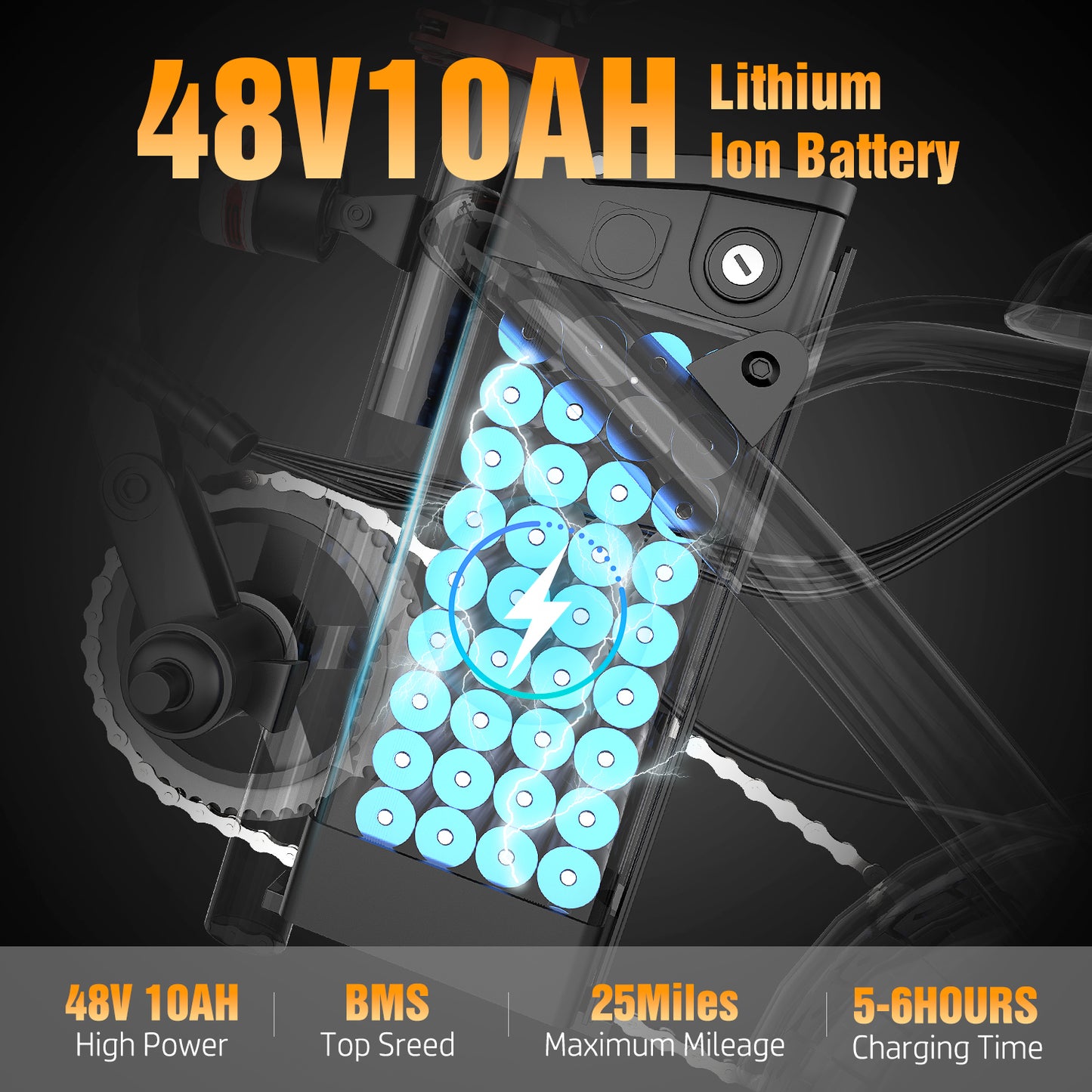 ASKGO Folding Electric Bike, 14" E-Bikes for Adults, 1200W Peak Electric Commuter Bicycle 48V 13Ah Removable Battery, Max Speed 25Mph, Black