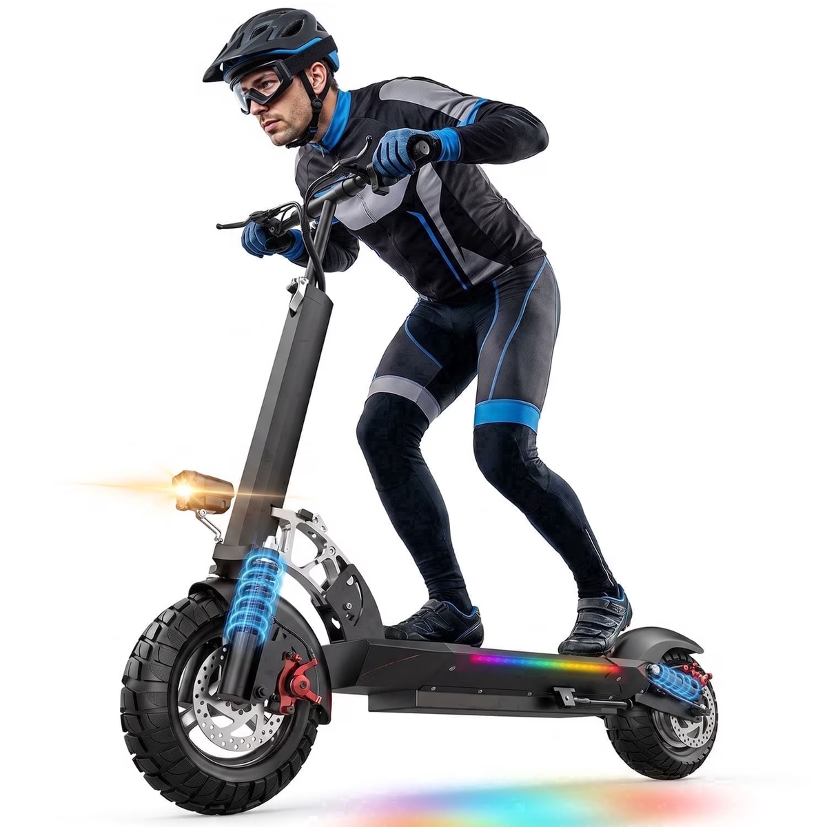 ASKGO 1200W Peak off‑road Electric Scooter with Seat, 48V 15Ah Foldable for Outdoor Use, up to 25MPH & 35‑45 Miles, 3‑Speed, 10" All Terrain Tire, UL2272